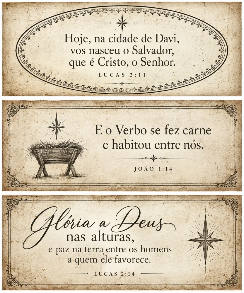 Tags decorativas com versículos de Natal